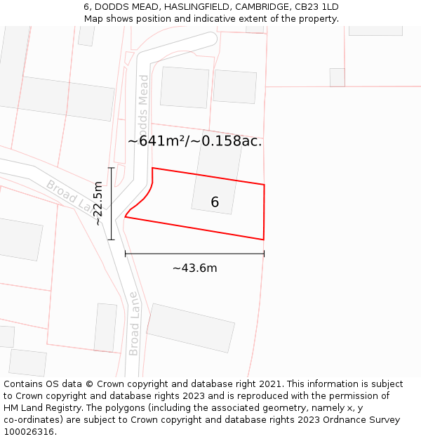 6, DODDS MEAD, HASLINGFIELD, CAMBRIDGE, CB23 1LD: Plot and title map