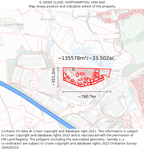6, EIDER CLOSE, NORTHAMPTON, NN4 9AD: Plot and title map