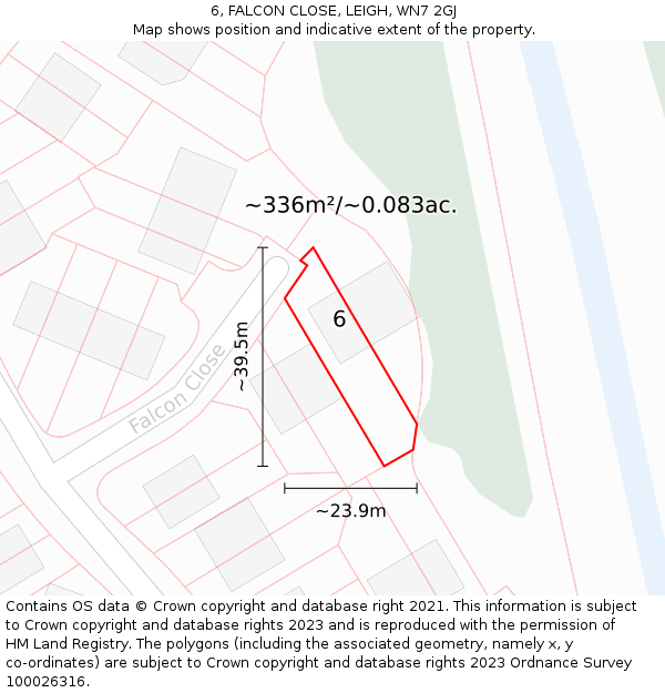 6, FALCON CLOSE, LEIGH, WN7 2GJ: Plot and title map