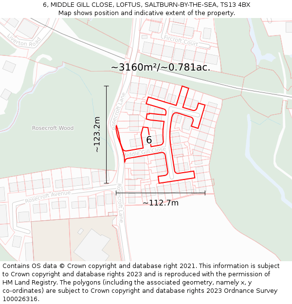 6, MIDDLE GILL CLOSE, LOFTUS, SALTBURN-BY-THE-SEA, TS13 4BX: Plot and title map