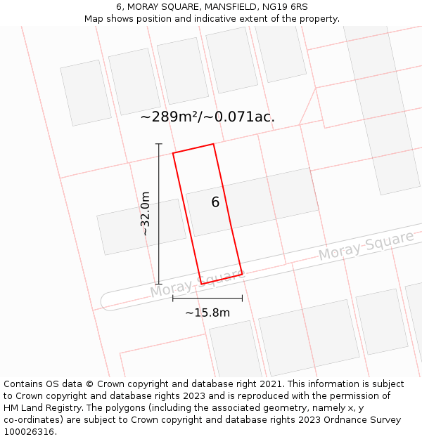 6, MORAY SQUARE, MANSFIELD, NG19 6RS: Plot and title map