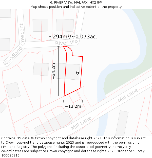 6, RIVER VIEW, HALIFAX, HX2 8WJ: Plot and title map