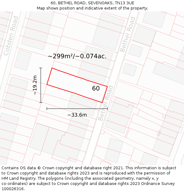 60, BETHEL ROAD, SEVENOAKS, TN13 3UE: Plot and title map