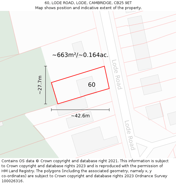 60, LODE ROAD, LODE, CAMBRIDGE, CB25 9ET: Plot and title map