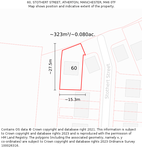 60, STOTHERT STREET, ATHERTON, MANCHESTER, M46 0TF: Plot and title map