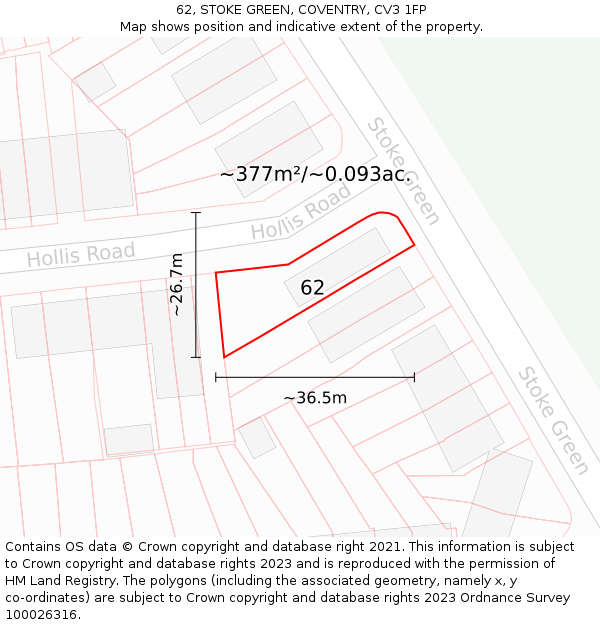 62, STOKE GREEN, COVENTRY, CV3 1FP: Plot and title map