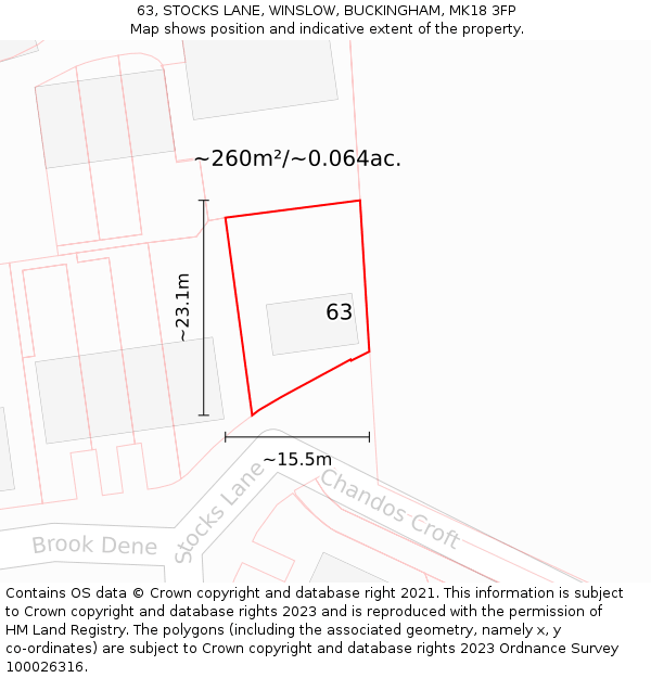63, STOCKS LANE, WINSLOW, BUCKINGHAM, MK18 3FP: Plot and title map