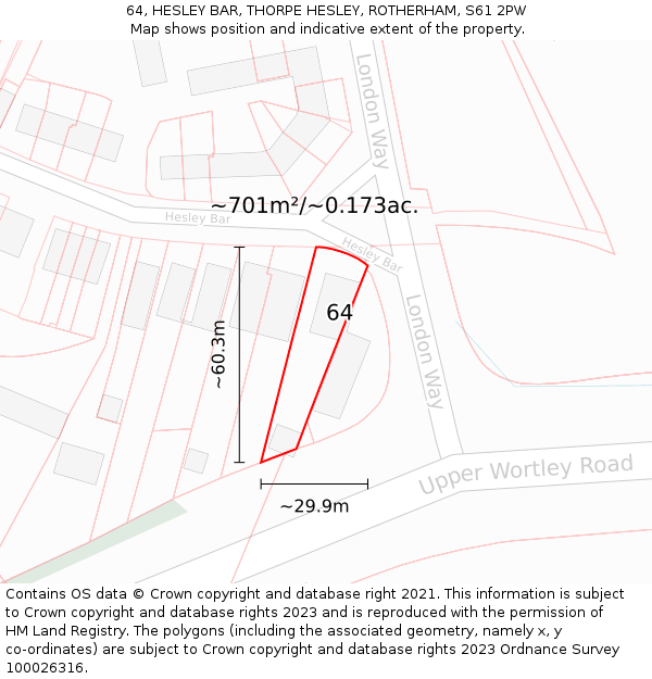 64, HESLEY BAR, THORPE HESLEY, ROTHERHAM, S61 2PW: Plot and title map