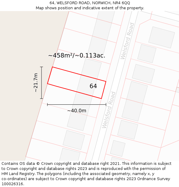 64, WELSFORD ROAD, NORWICH, NR4 6QQ: Plot and title map