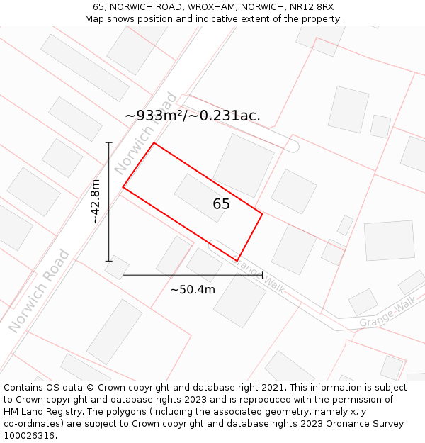 65, NORWICH ROAD, WROXHAM, NORWICH, NR12 8RX: Plot and title map