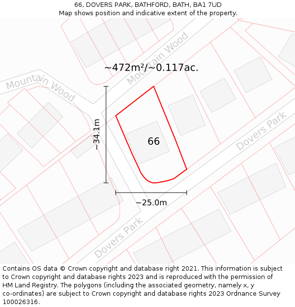 66, DOVERS PARK, BATHFORD, BATH, BA1 7UD: Plot and title map