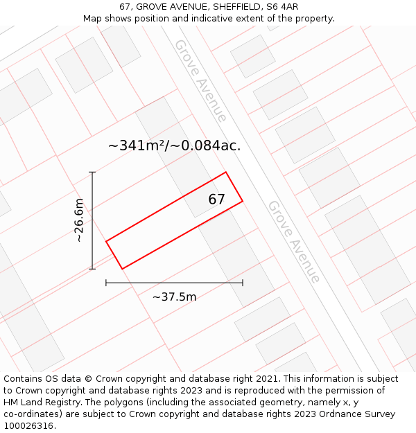 67, GROVE AVENUE, SHEFFIELD, S6 4AR: Plot and title map