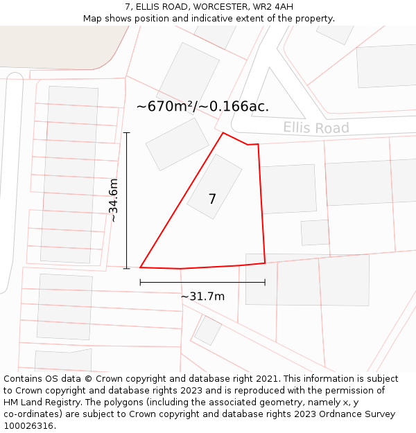 7, ELLIS ROAD, WORCESTER, WR2 4AH: Plot and title map