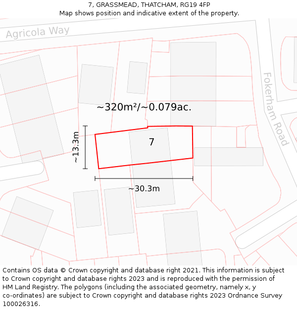 7, GRASSMEAD, THATCHAM, RG19 4FP: Plot and title map