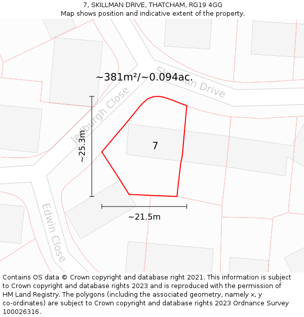 7, SKILLMAN DRIVE, THATCHAM, RG19 4GG: Plot and title map