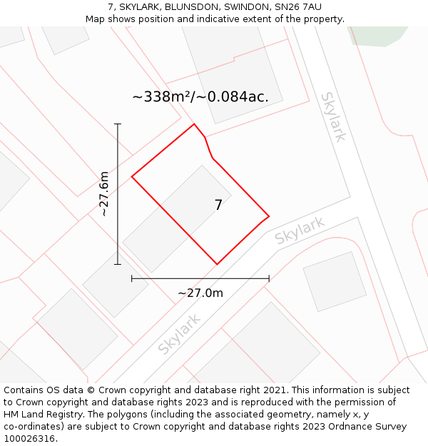 7, SKYLARK, BLUNSDON, SWINDON, SN26 7AU: Plot and title map