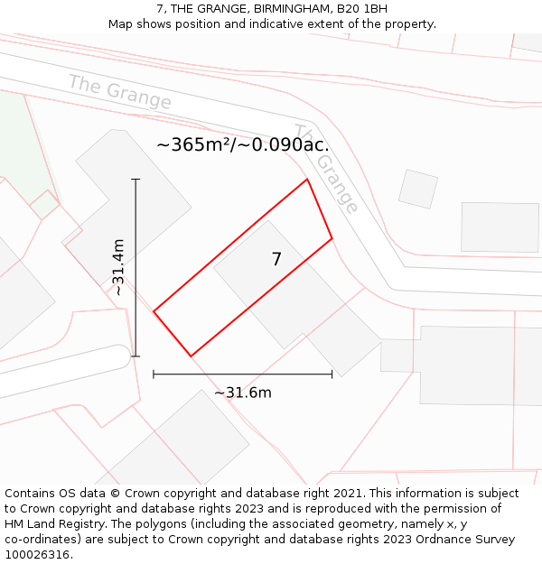 7, THE GRANGE, BIRMINGHAM, B20 1BH: Plot and title map