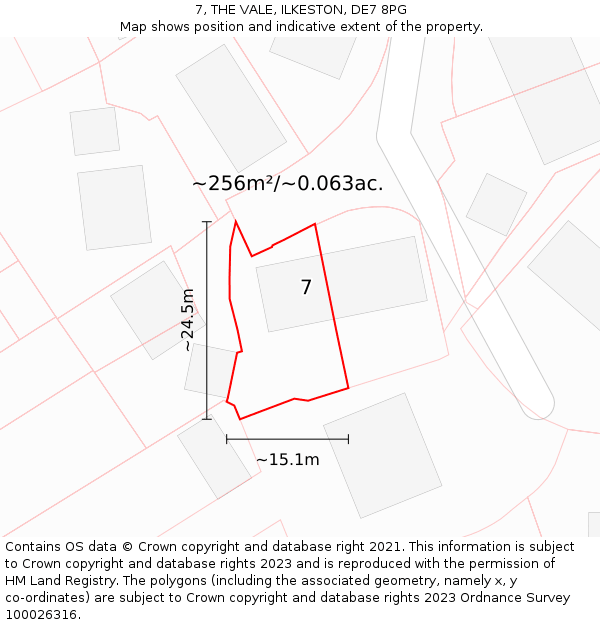 7, THE VALE, ILKESTON, DE7 8PG: Plot and title map