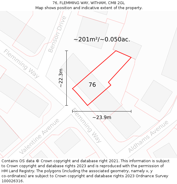 76, FLEMMING WAY, WITHAM, CM8 2GL: Plot and title map