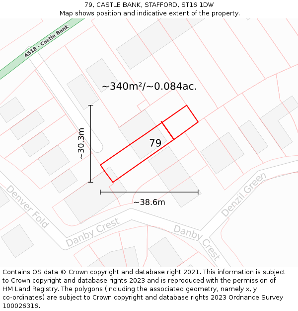 79, CASTLE BANK, STAFFORD, ST16 1DW: Plot and title map