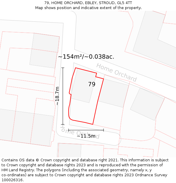 79, HOME ORCHARD, EBLEY, STROUD, GL5 4TT: Plot and title map
