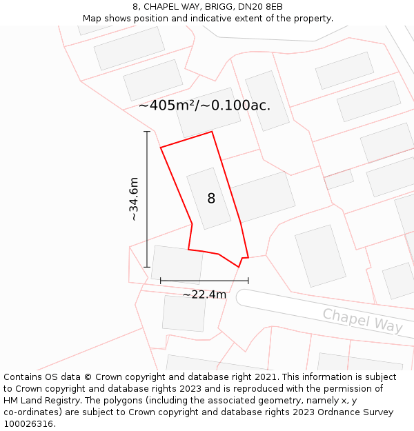 8, CHAPEL WAY, BRIGG, DN20 8EB: Plot and title map