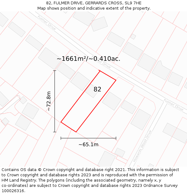 82, FULMER DRIVE, GERRARDS CROSS, SL9 7HE: Plot and title map