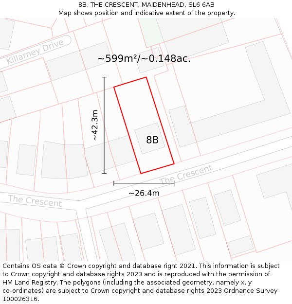 8B, THE CRESCENT, MAIDENHEAD, SL6 6AB: Plot and title map