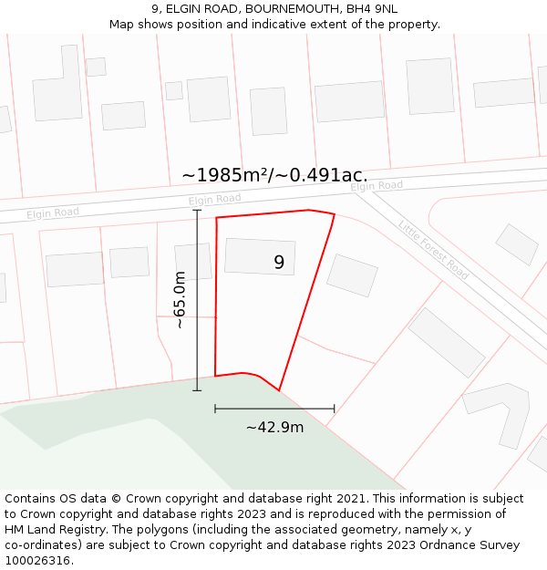 9, ELGIN ROAD, BOURNEMOUTH, BH4 9NL: Plot and title map
