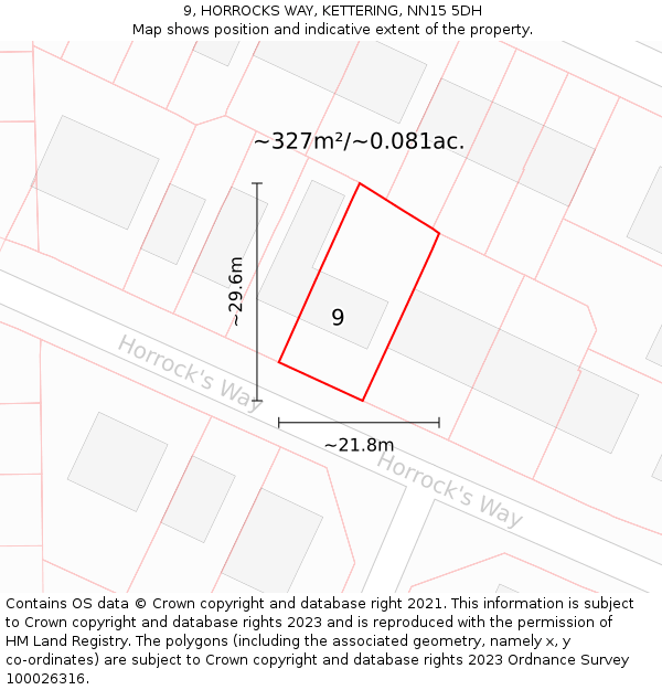 9, HORROCKS WAY, KETTERING, NN15 5DH: Plot and title map
