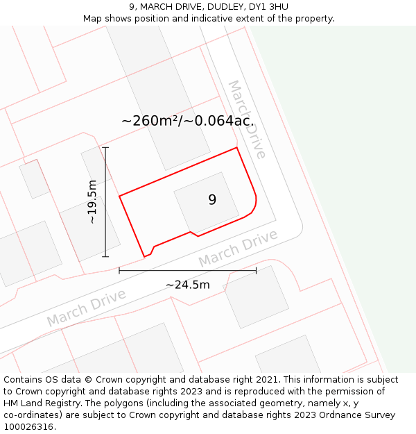 9, MARCH DRIVE, DUDLEY, DY1 3HU: Plot and title map