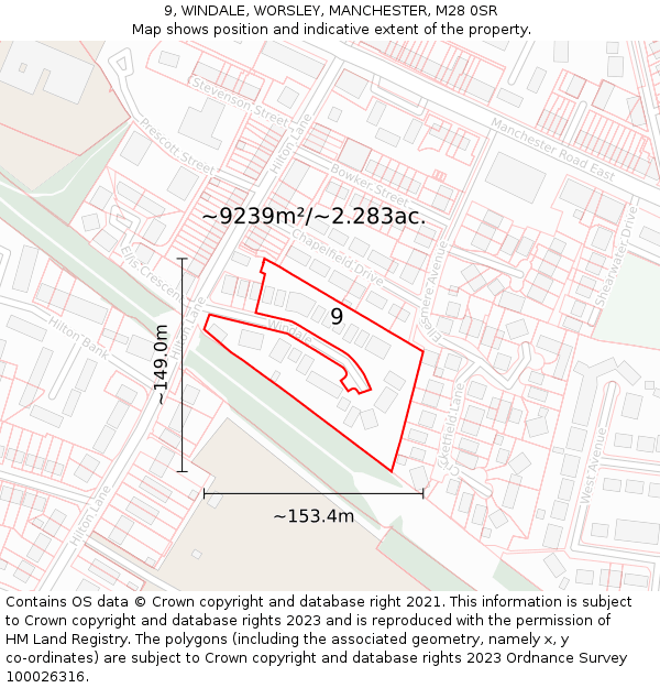 9, WINDALE, WORSLEY, MANCHESTER, M28 0SR: Plot and title map
