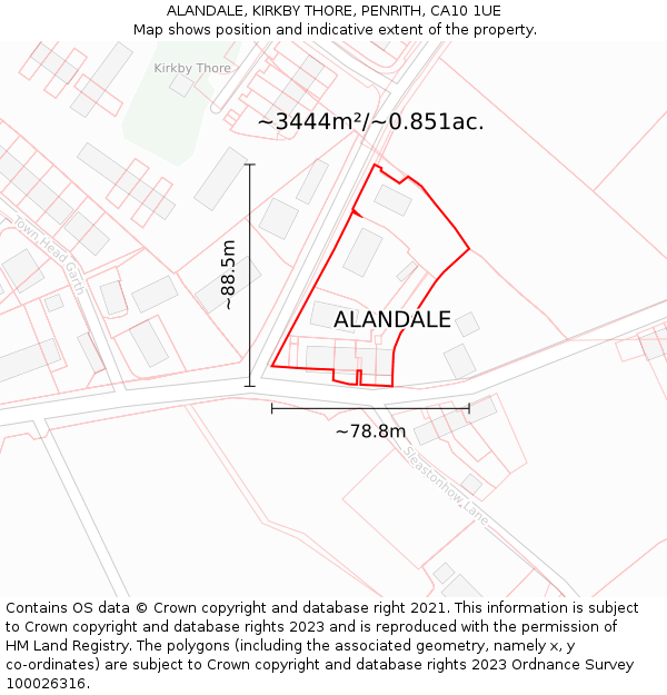 ALANDALE, KIRKBY THORE, PENRITH, CA10 1UE: Plot and title map