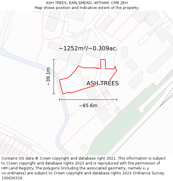 ASH TREES, EARLSMEAD, WITHAM, CM8 2EH: Plot and title map