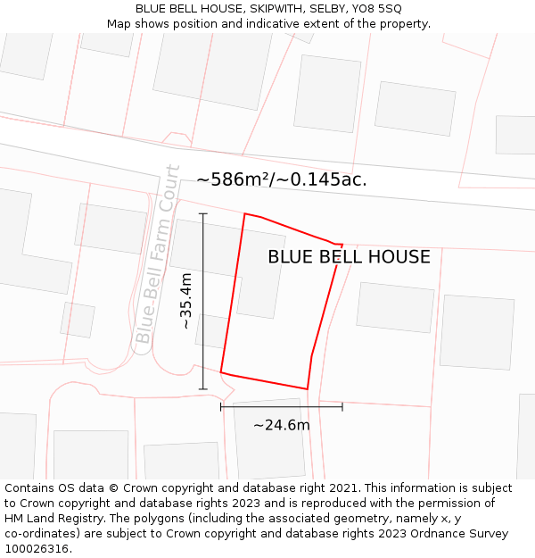 BLUE BELL HOUSE, SKIPWITH, SELBY, YO8 5SQ: Plot and title map