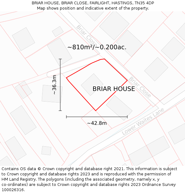 BRIAR HOUSE, BRIAR CLOSE, FAIRLIGHT, HASTINGS, TN35 4DP: Plot and title map