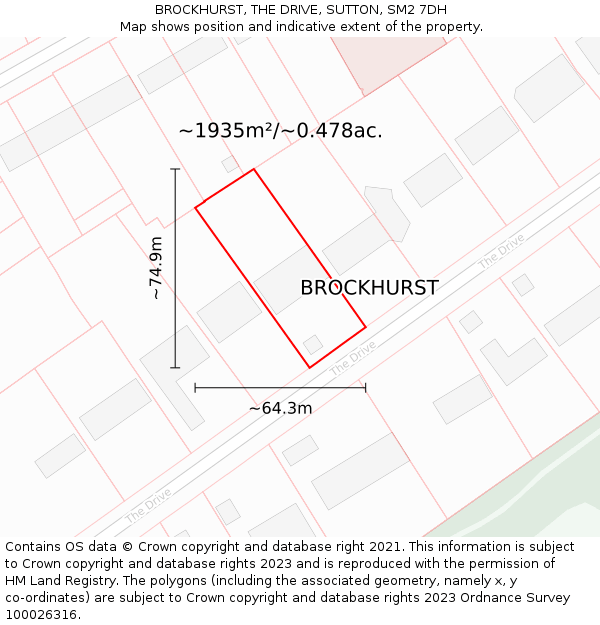 BROCKHURST, THE DRIVE, SUTTON, SM2 7DH: Plot and title map