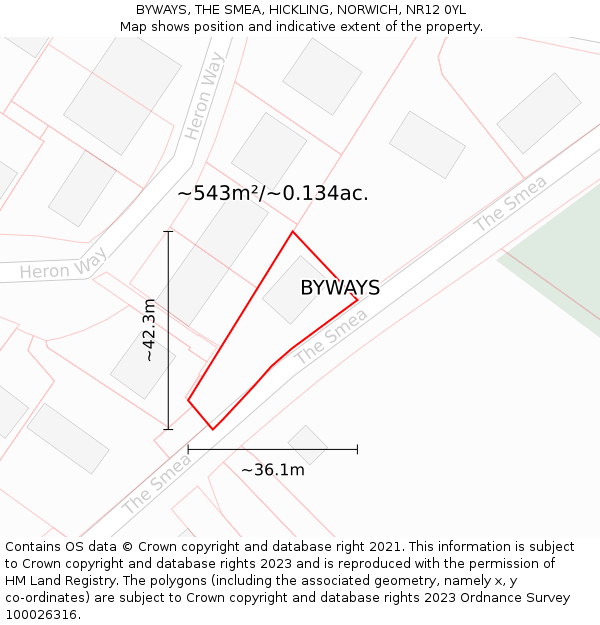BYWAYS, THE SMEA, HICKLING, NORWICH, NR12 0YL: Plot and title map