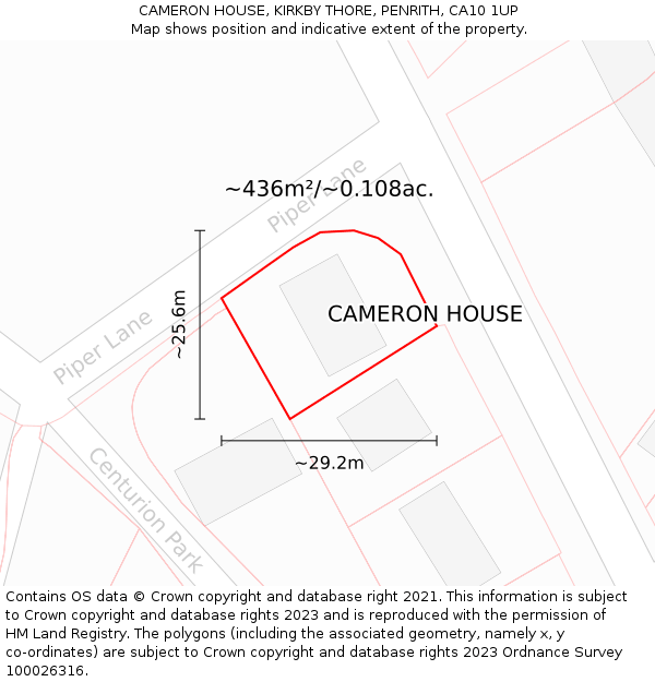 CAMERON HOUSE, KIRKBY THORE, PENRITH, CA10 1UP: Plot and title map