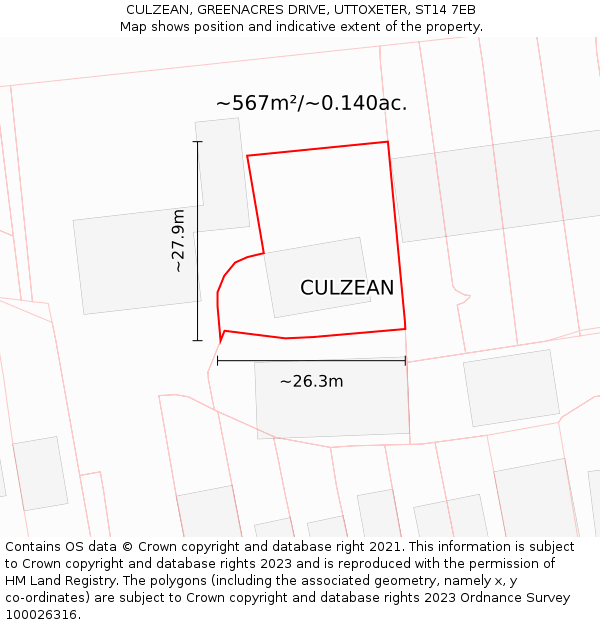 CULZEAN, GREENACRES DRIVE, UTTOXETER, ST14 7EB: Plot and title map