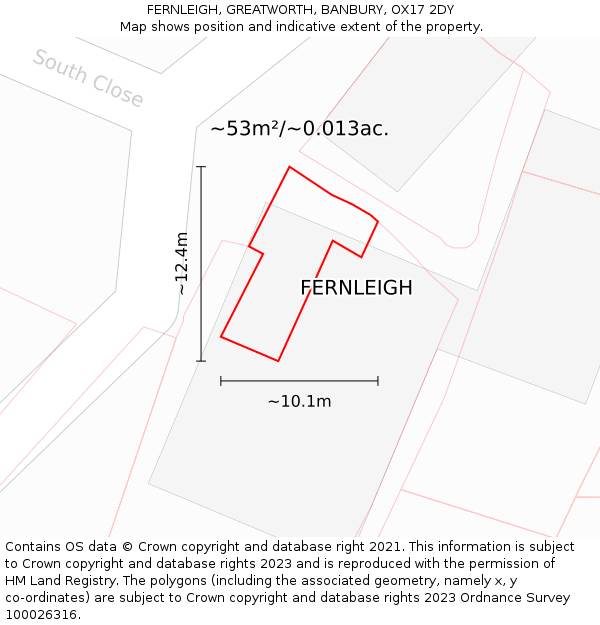 FERNLEIGH, GREATWORTH, BANBURY, OX17 2DY: Plot and title map