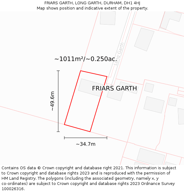 FRIARS GARTH, LONG GARTH, DURHAM, DH1 4HJ: Plot and title map