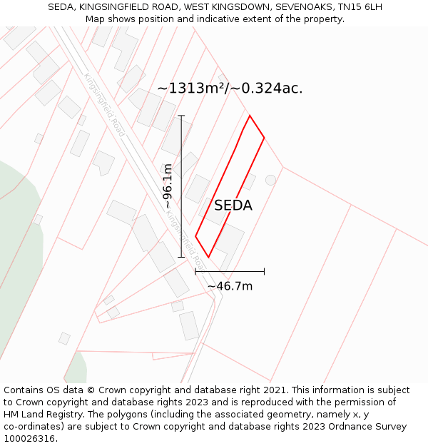SEDA, KINGSINGFIELD ROAD, WEST KINGSDOWN, SEVENOAKS, TN15 6LH: Plot and title map