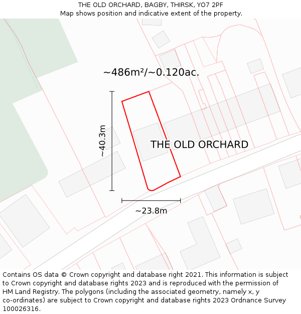 THE OLD ORCHARD, BAGBY, THIRSK, YO7 2PF: Plot and title map