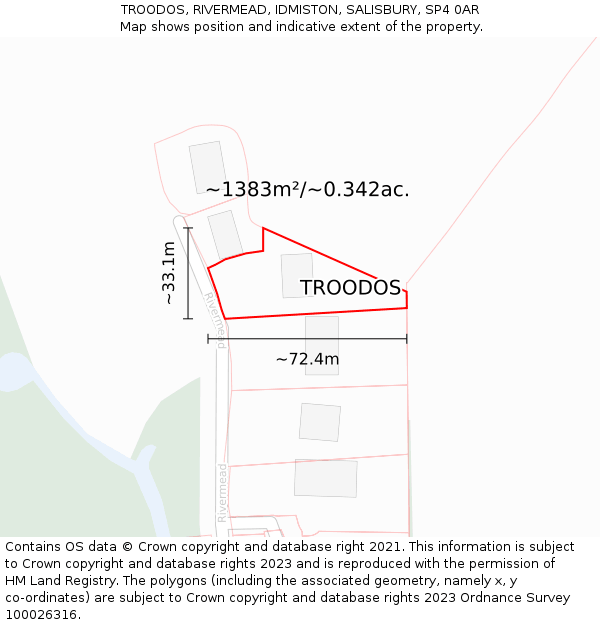 TROODOS, RIVERMEAD, IDMISTON, SALISBURY, SP4 0AR: Plot and title map