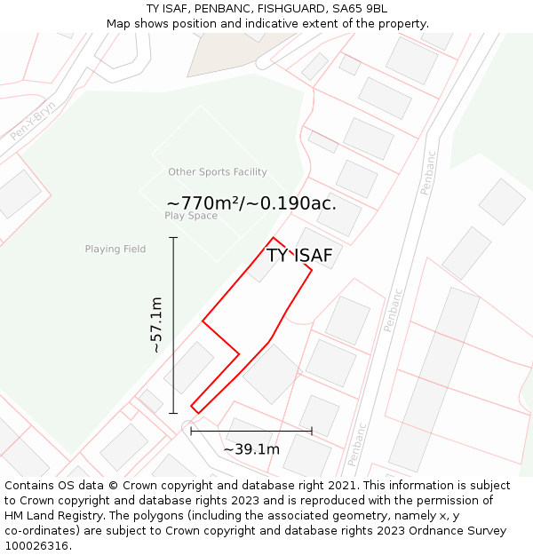 TY ISAF, PENBANC, FISHGUARD, SA65 9BL: Plot and title map