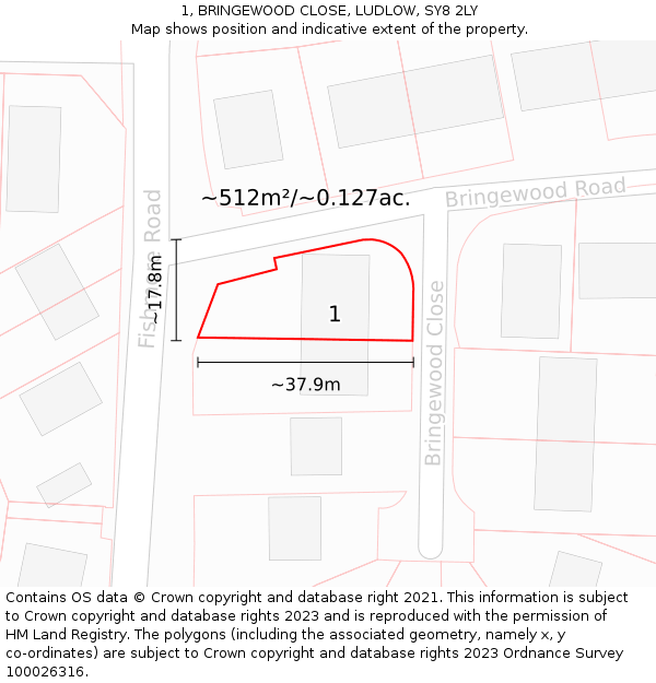 1, BRINGEWOOD CLOSE, LUDLOW, SY8 2LY: Plot and title map