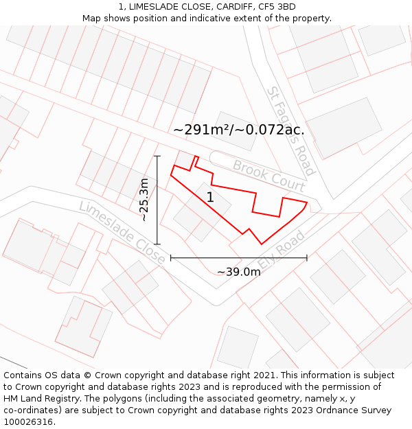 1, LIMESLADE CLOSE, CARDIFF, CF5 3BD: Plot and title map