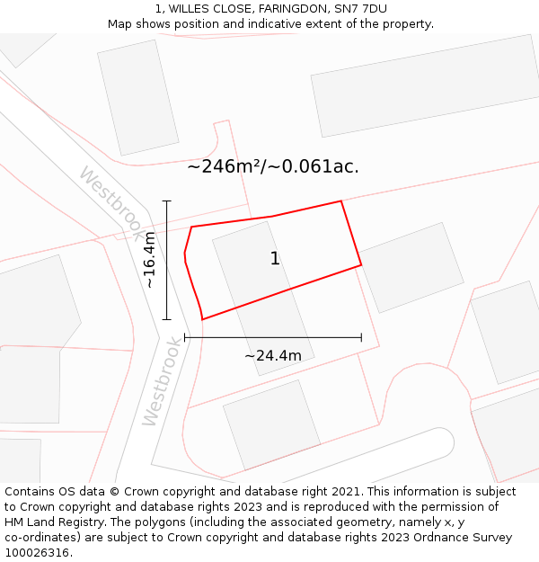 1, WILLES CLOSE, FARINGDON, SN7 7DU: Plot and title map
