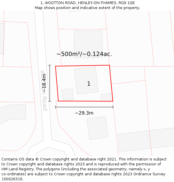 1, WOOTTON ROAD, HENLEY-ON-THAMES, RG9 1QE: Plot and title map